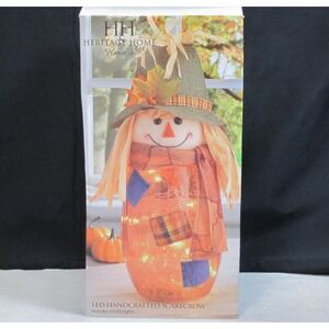 Heritage Home Harvest LED Handcrafted Scarecrow Amber Crackle Glass Fall Decor